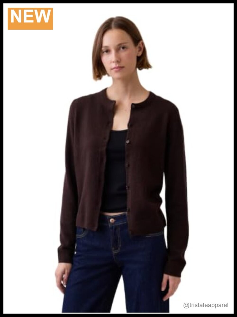 Women's Cropped Cardigan - Loose Fit Cotton Blend Ribbed Knit